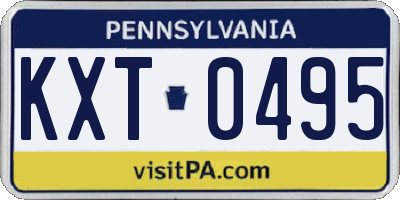 PA license plate KXT0495