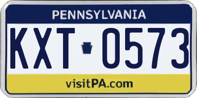 PA license plate KXT0573