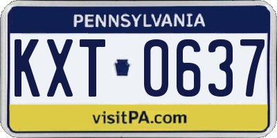 PA license plate KXT0637