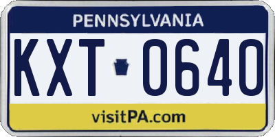 PA license plate KXT0640