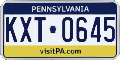 PA license plate KXT0645