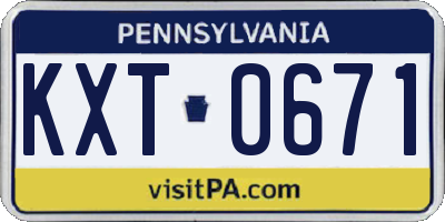 PA license plate KXT0671