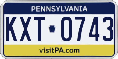 PA license plate KXT0743