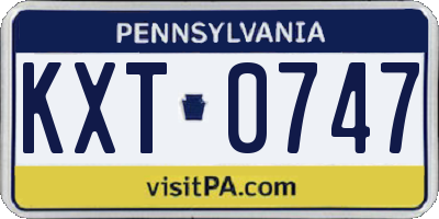 PA license plate KXT0747