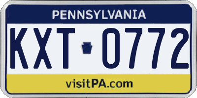 PA license plate KXT0772