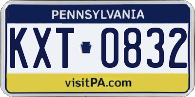 PA license plate KXT0832