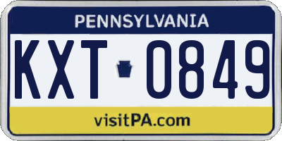 PA license plate KXT0849