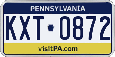 PA license plate KXT0872