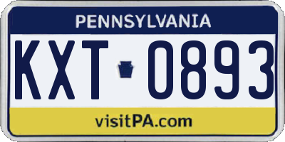 PA license plate KXT0893
