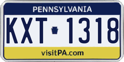 PA license plate KXT1318