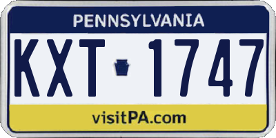 PA license plate KXT1747