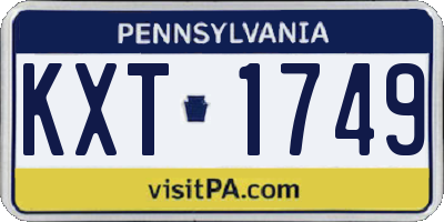 PA license plate KXT1749