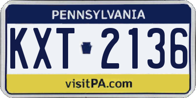 PA license plate KXT2136