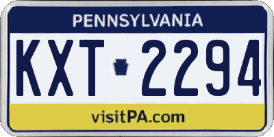 PA license plate KXT2294