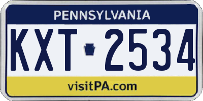 PA license plate KXT2534