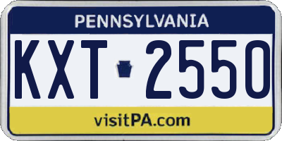 PA license plate KXT2550