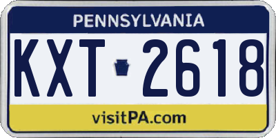 PA license plate KXT2618