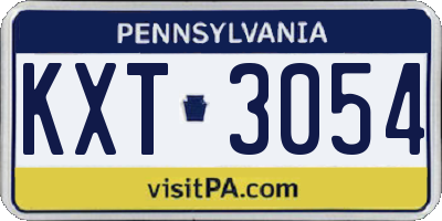 PA license plate KXT3054
