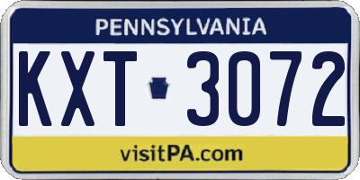 PA license plate KXT3072