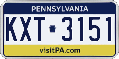 PA license plate KXT3151