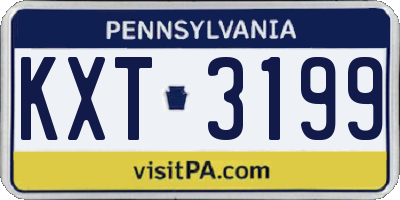 PA license plate KXT3199