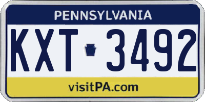 PA license plate KXT3492