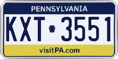 PA license plate KXT3551
