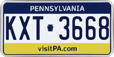 PA license plate KXT3668