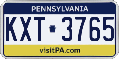 PA license plate KXT3765