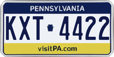 PA license plate KXT4422