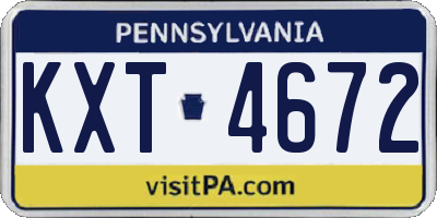 PA license plate KXT4672