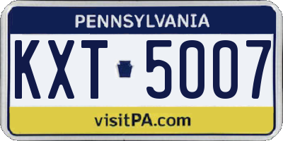 PA license plate KXT5007