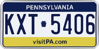 PA license plate KXT5406