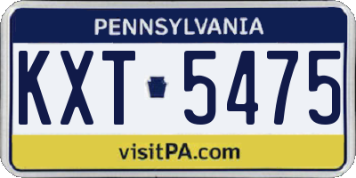 PA license plate KXT5475