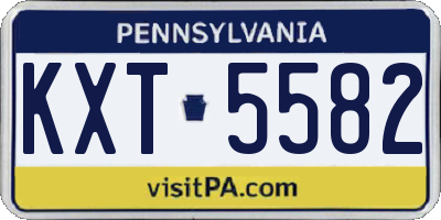 PA license plate KXT5582