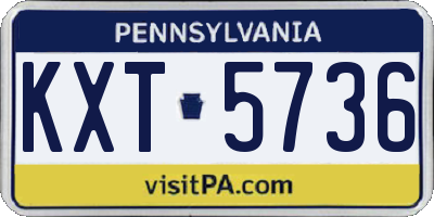 PA license plate KXT5736