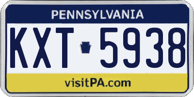PA license plate KXT5938