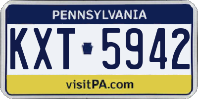 PA license plate KXT5942