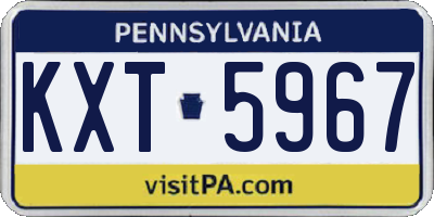 PA license plate KXT5967