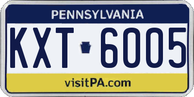 PA license plate KXT6005