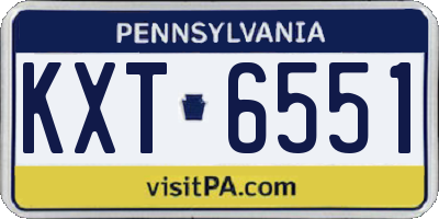 PA license plate KXT6551
