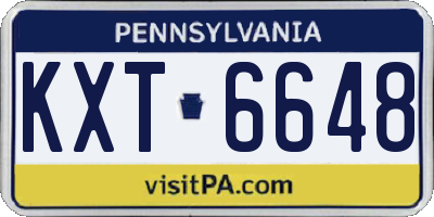 PA license plate KXT6648