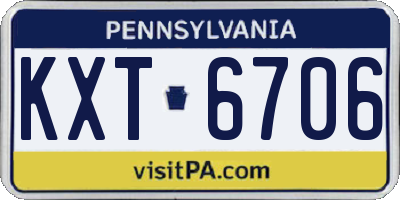 PA license plate KXT6706