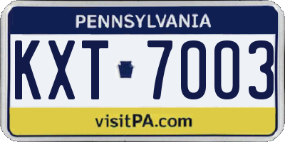 PA license plate KXT7003