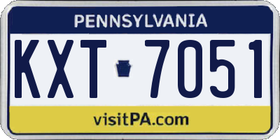 PA license plate KXT7051