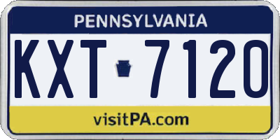 PA license plate KXT7120