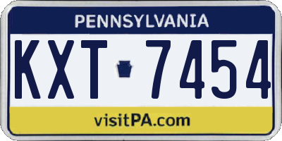 PA license plate KXT7454