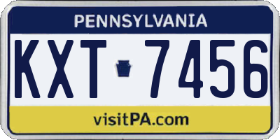 PA license plate KXT7456