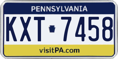 PA license plate KXT7458