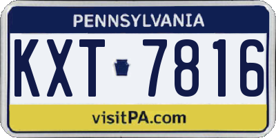 PA license plate KXT7816